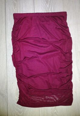 See You Monday - Burgundy Midi Skirt - Stretch Polyester - Size L
